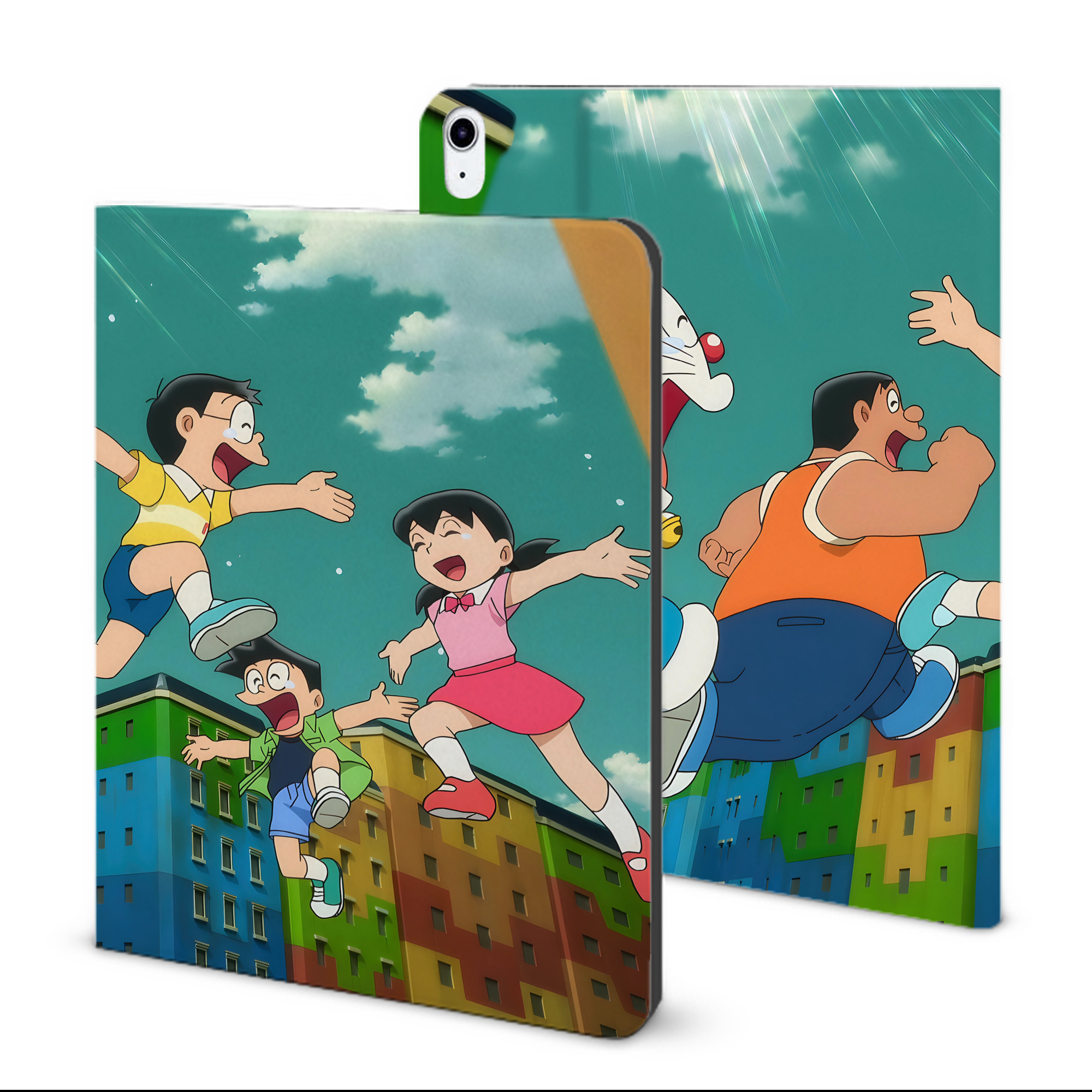 （画像用） ドラえもん Doraemon IPad ケース ブック型 PUレザー TPU 耐衝撃 軽量 薄型 ペン収納なし 全面保護 IPad 各モデル対応